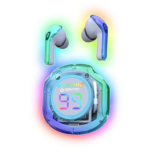 Sentry TWS Light up Bluetooth Earbuds In-Ear Headphones Digital Charging Case