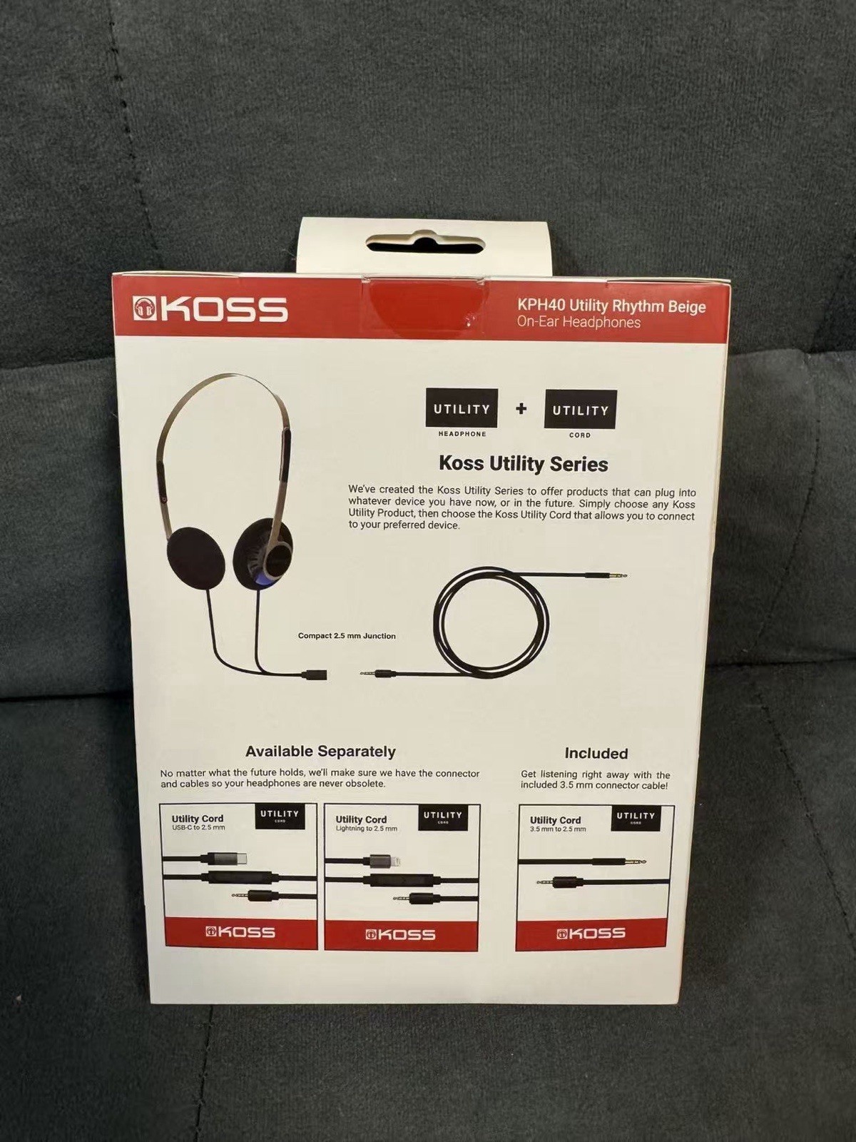 Koss KPH40 Utility On-Ear Headphones Detachable Cord Ultra New