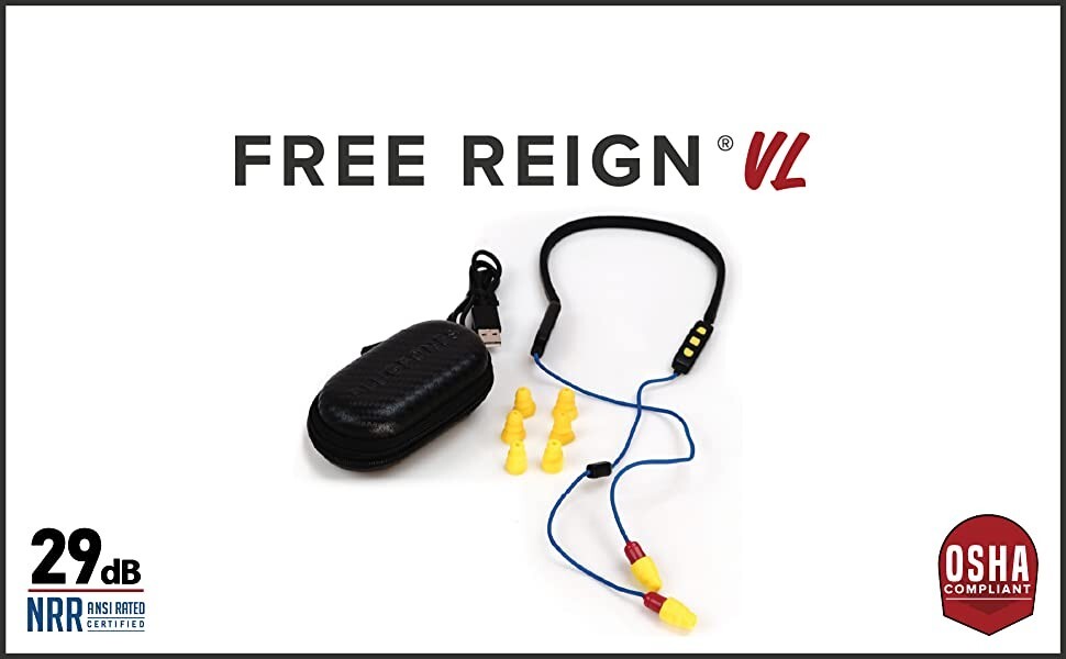 Plugfones FreeReign Work Headphones OSHA Bluetooth Volume Limiting 82dB limit