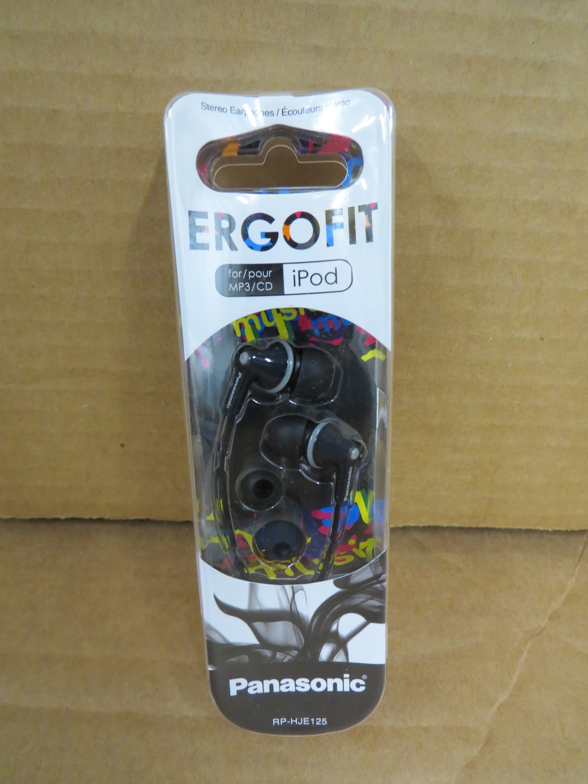 RP-HJE125 PANASONIC ErgoFit In-Ear Stereo Earbud Headphones NEW – Black