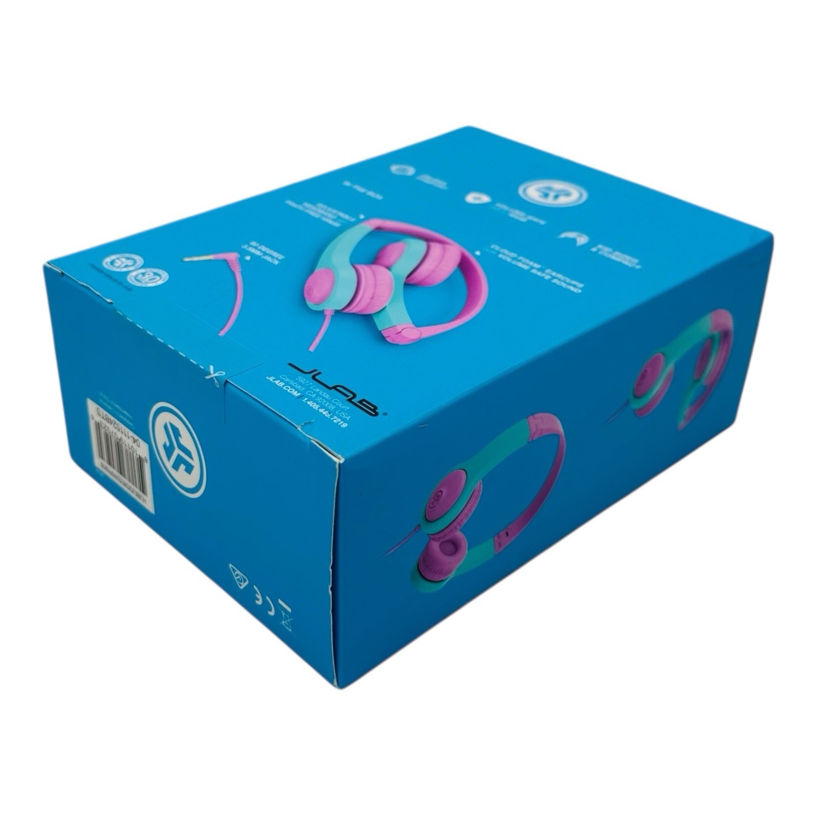 JLab JBuddies Folding Kids Headphones Wired Volume Safe 2nd Gen Pink/Teal
