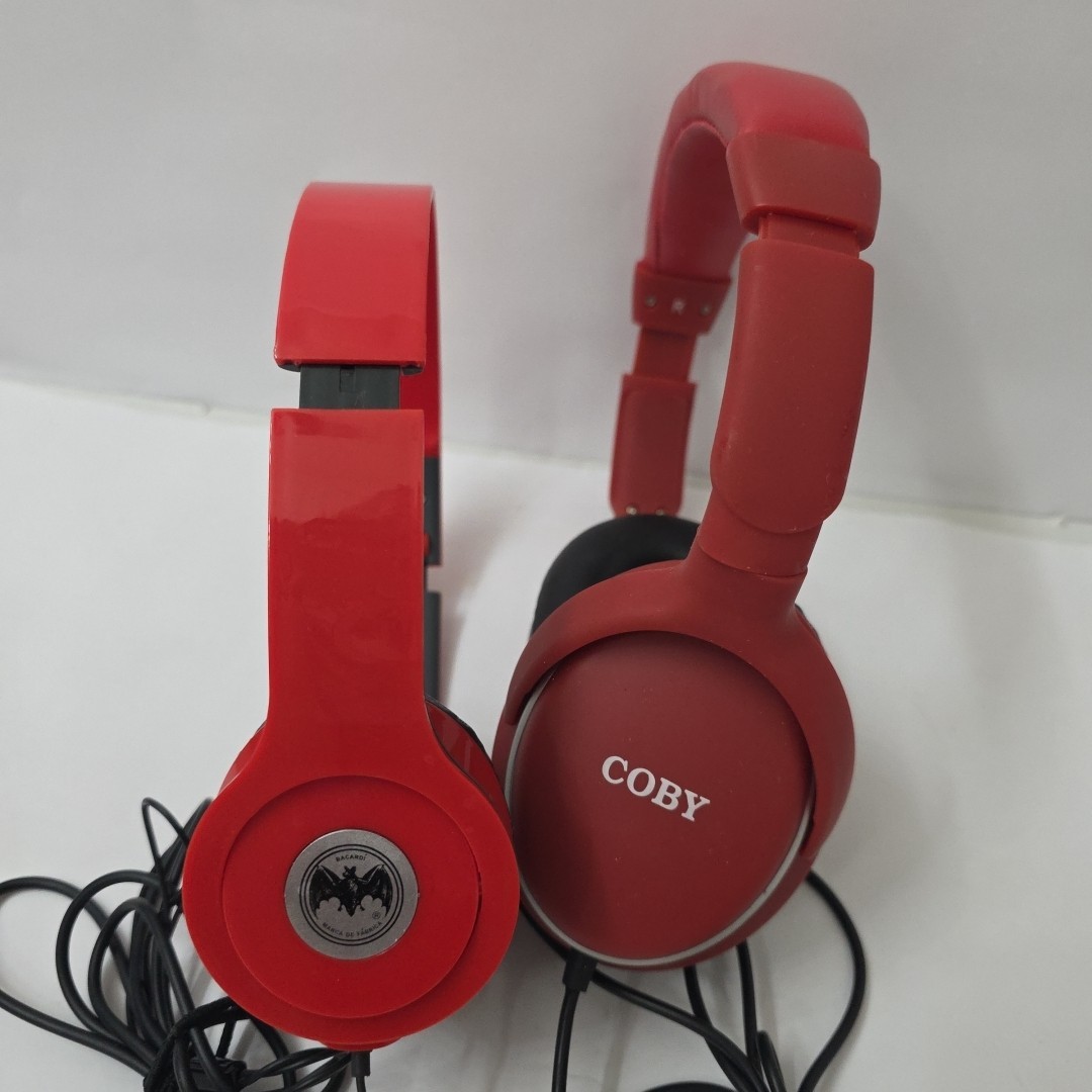 Coby Wired Headphones & Bacardi Promo Over Ear Stereo Headset Lot Working