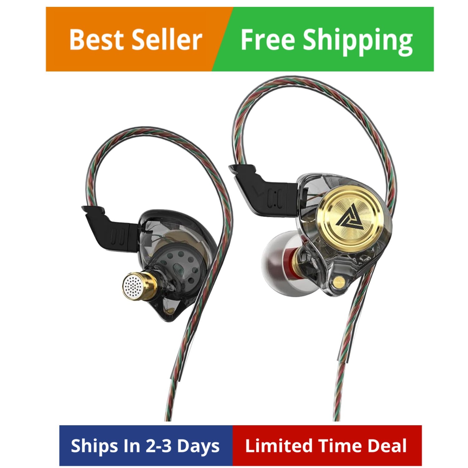 Wired Gaming Earbuds, Ak3File in Ear Monitors, Deep Bass Sound Wired Earbuds, Hi