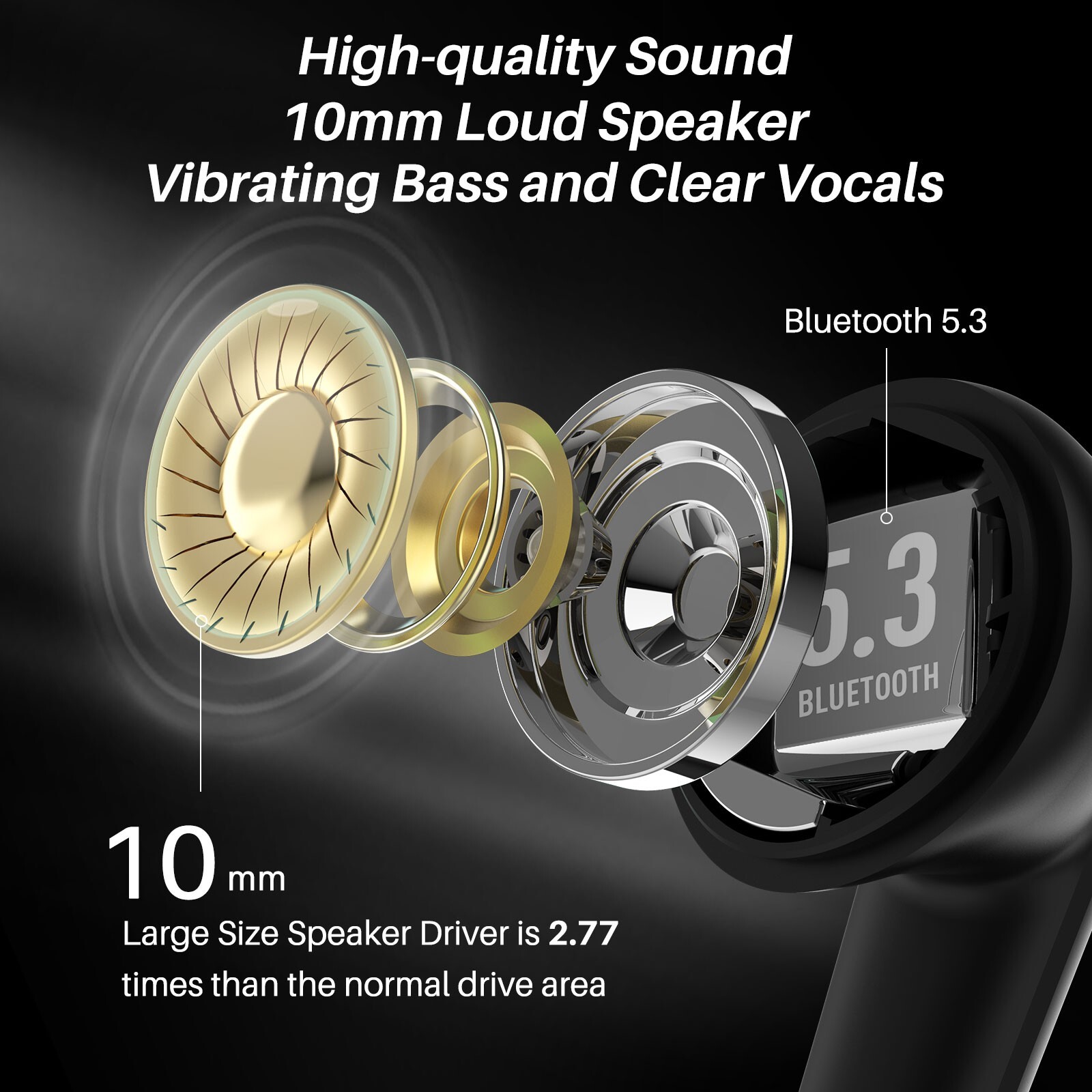 TOZO G1S In-Ear Earbuds Bluetooth 5.3 Wireless Gaming Headset with Microphone