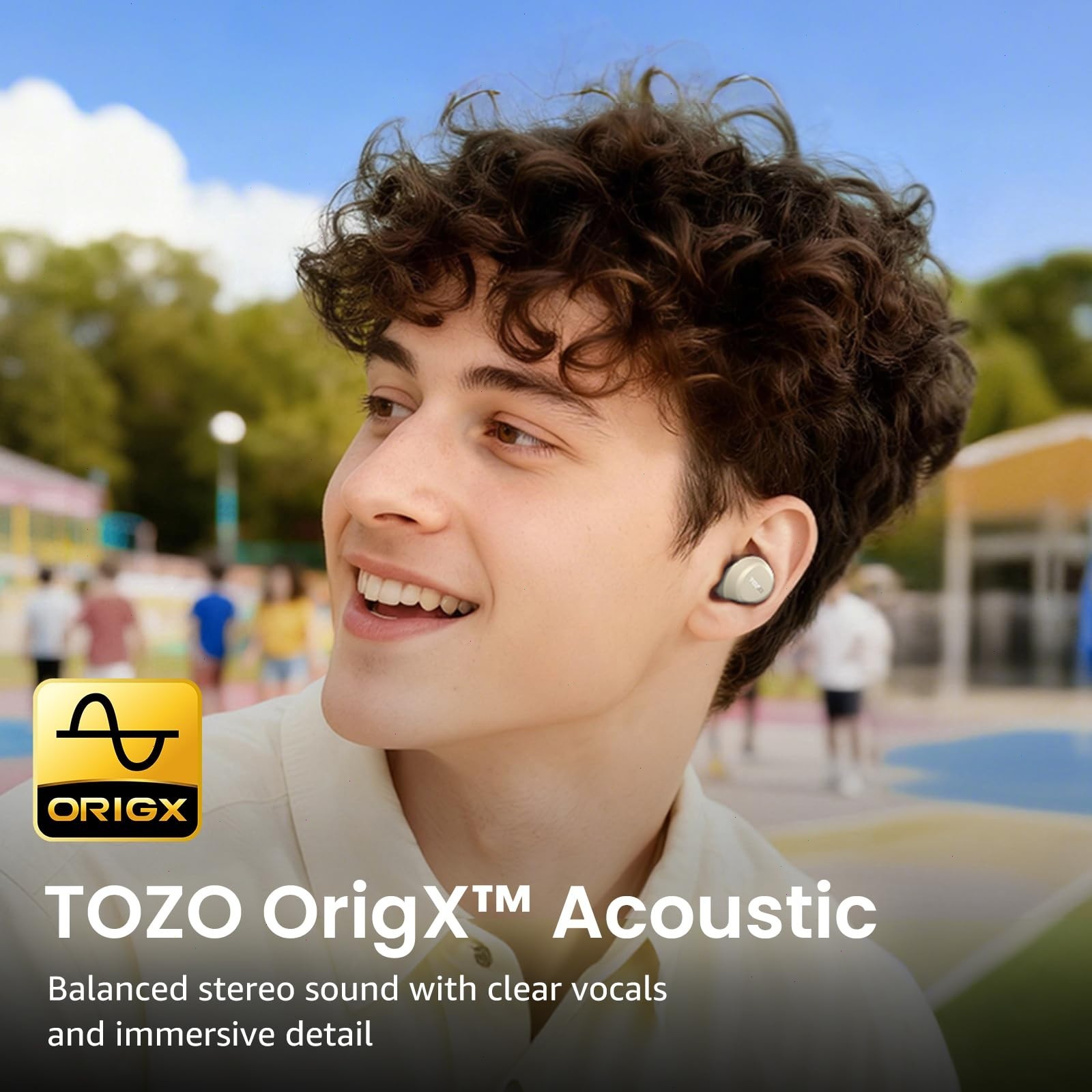 TOZO – A1 Lightweight Wireless Earbuds Headphones, Khaki – Refurbished