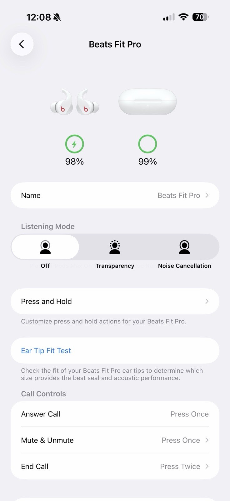 Beats Fit Pro True Wireless Earbuds White/Red A2577, Working, MISSING WINGTIPS.