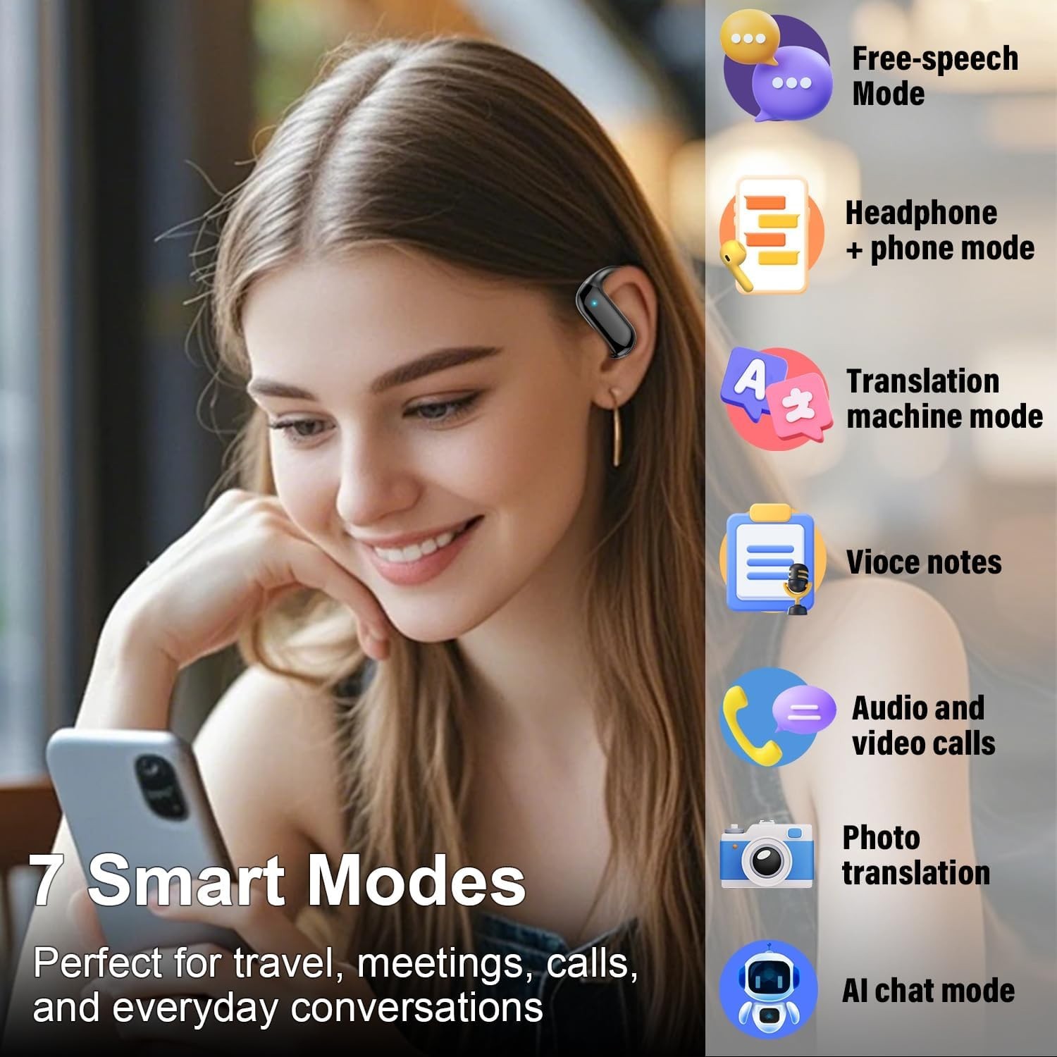 Real-Time Translation Earbuds with 164 Languages and Multi-Mode Functionality