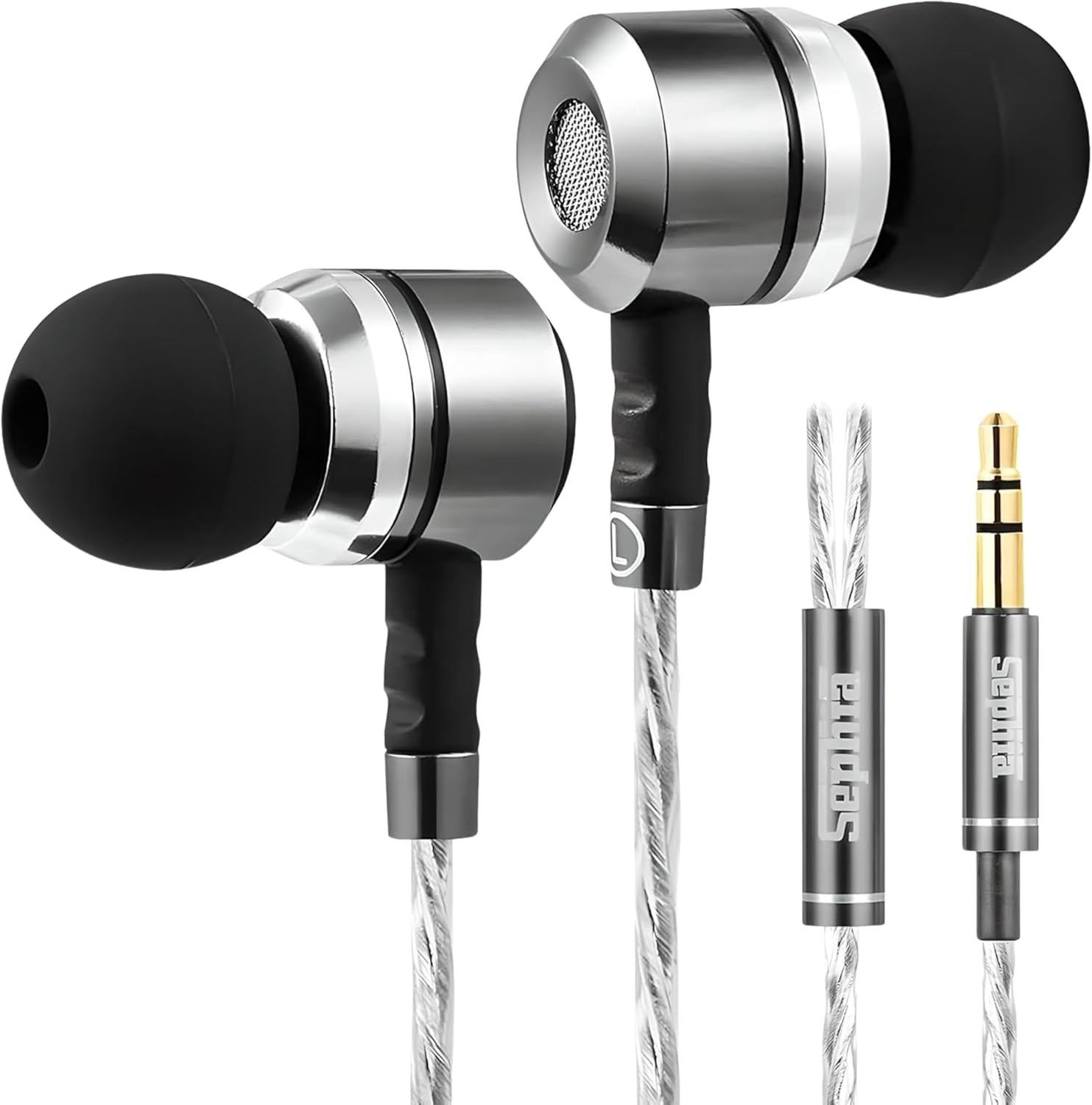 SP3060 Wired Headphones, HD Bass Driven Audio, Lightweight Aluminum Wired in …