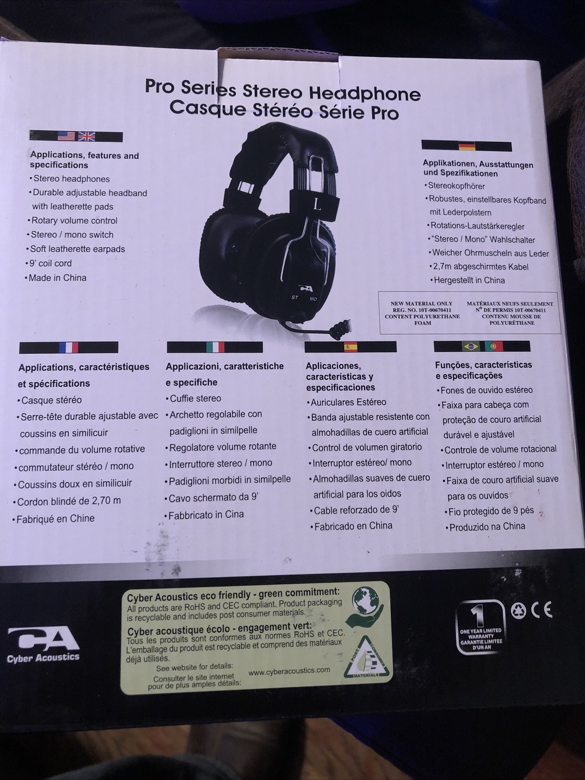 Cyber Acoustics Pro Series ACM-500 Headphones Computer Lab Headphones