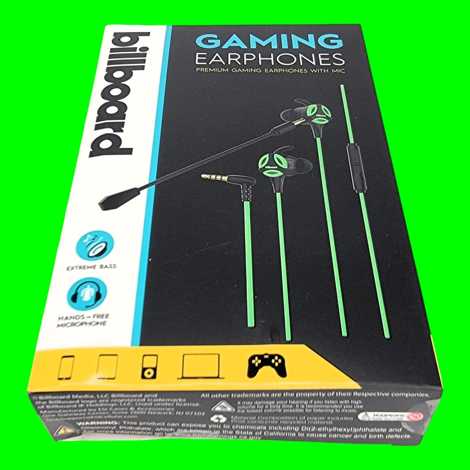 Billboard Gaming Earphones Lot BB2846 BB2847 BB2848 Wired Mic Headset 3 Pack New
