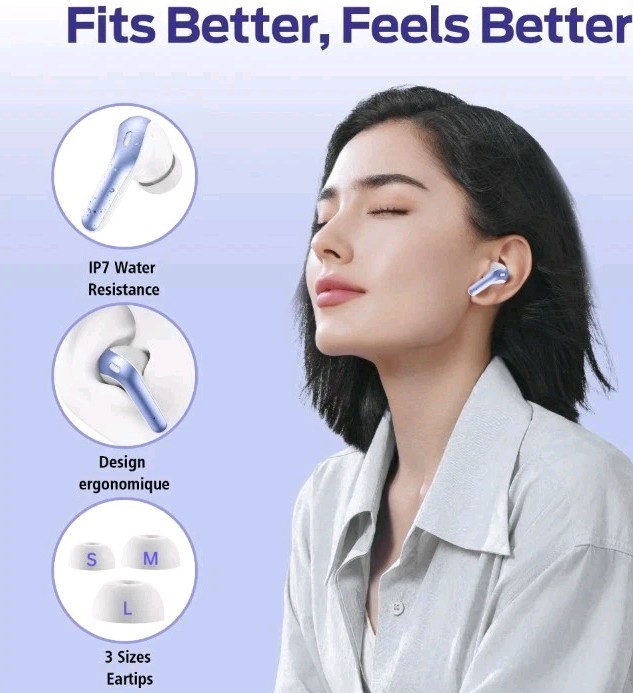 NIB X8 Bluetooth 5.4 Wireless Earbuds Blue, Touch Control, Dual Display, IP7