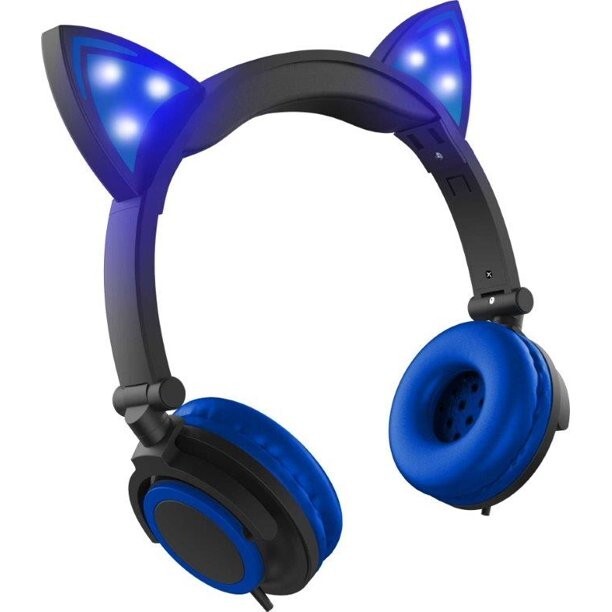 Hype Cat Ears LED Headphones 3.5mm Jack with mic (BLUE)
