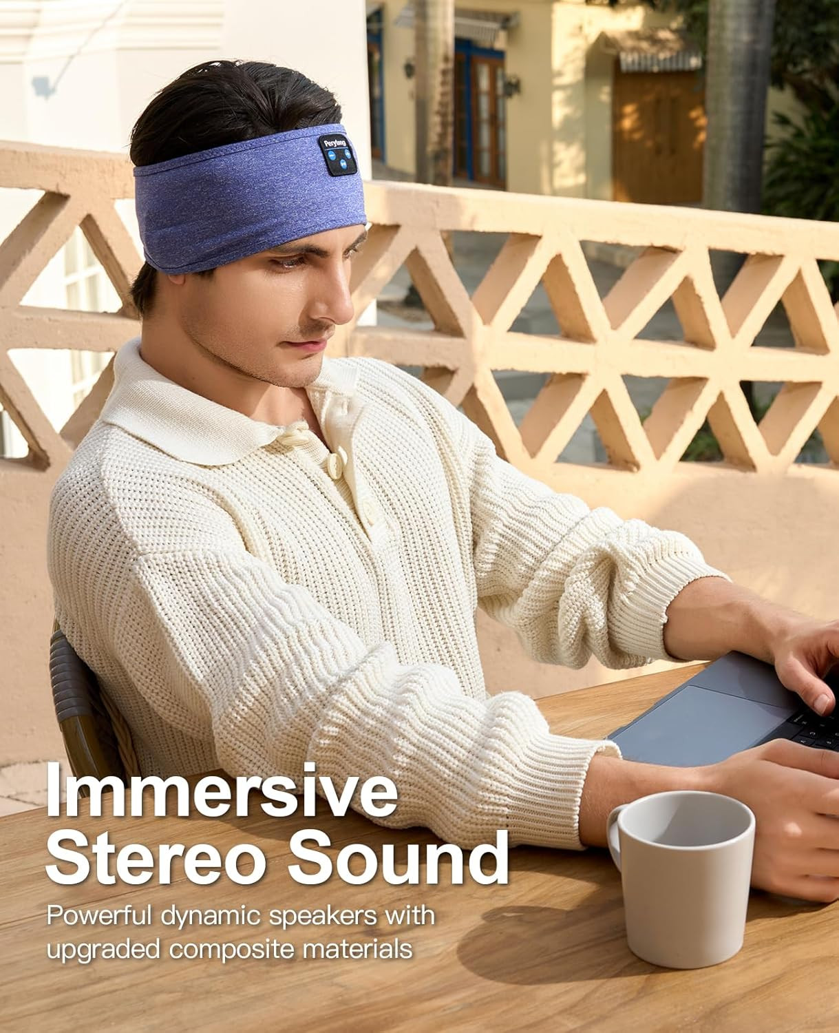 Wireless Sleep Headphones, Bluetooth Sports Headband for Yoga & Travel – Skyblue