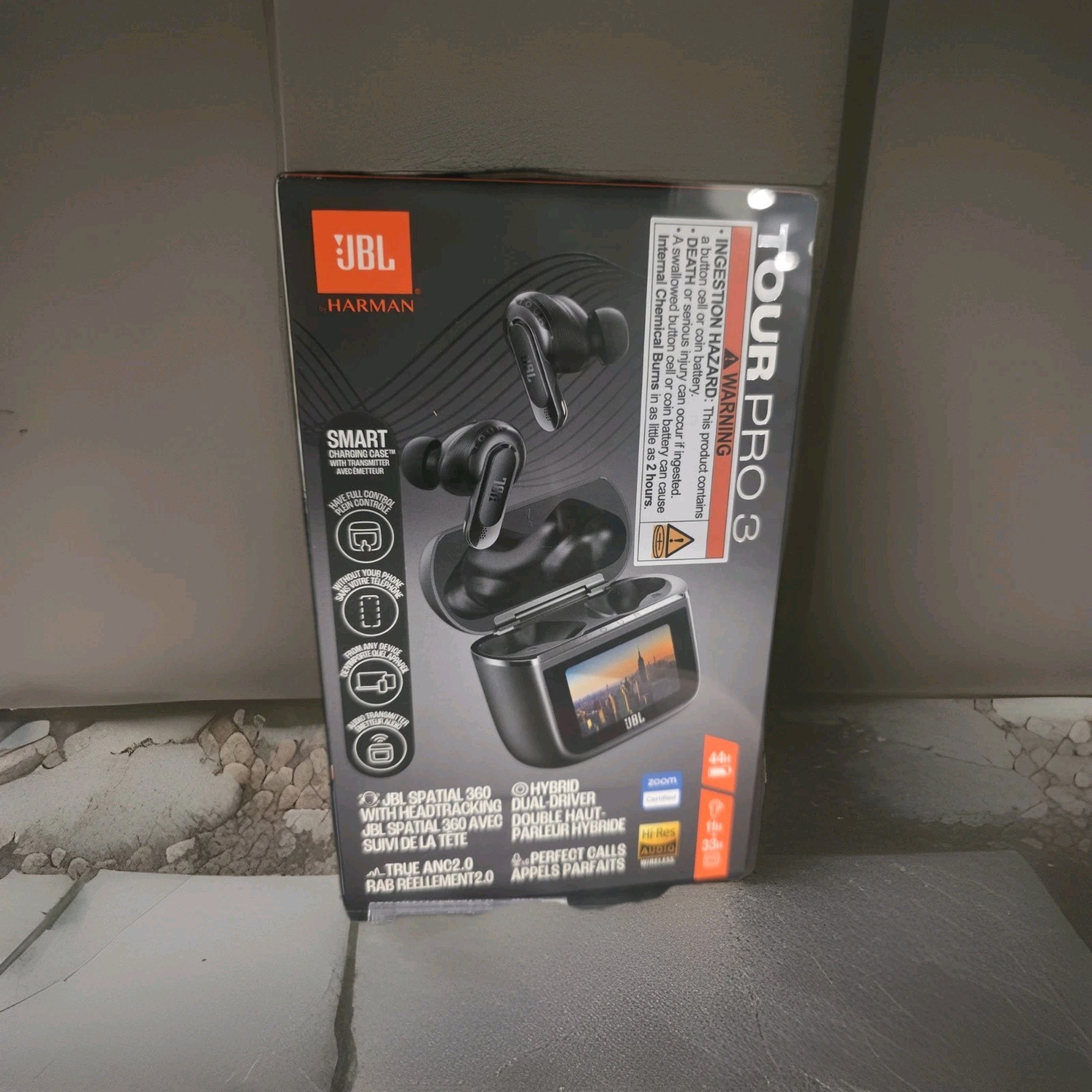 JBL Tour Pro 3 Noise Cancelling Earbuds. ( color: Latte ) Smart Charging Case