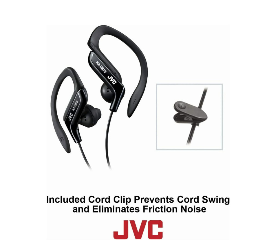 JVC HAEB75B Sports Clip Headphones Black Wired Splash Proof