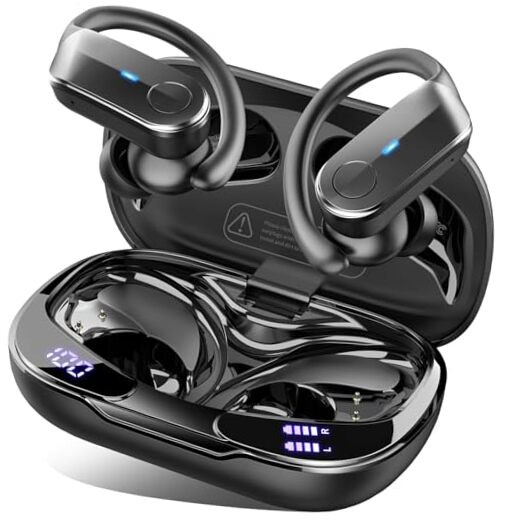 Wireless Earbuds, Sports Bluetooth 5.4 Headphones IPX8 Waterproof, Deep Black