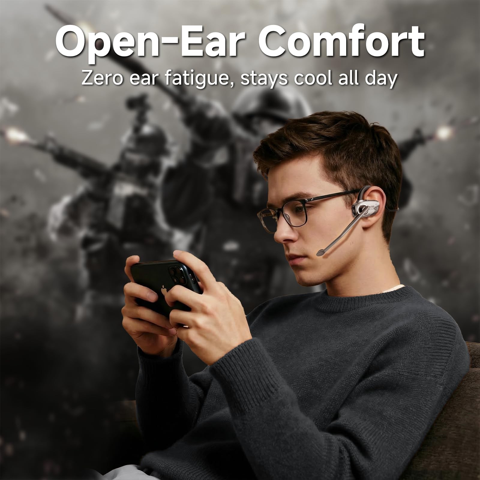 Open Ear Gaming Headphones with Mic, Dual-Mode Wireless, BT6.0/2.4GHz, Ultra-…