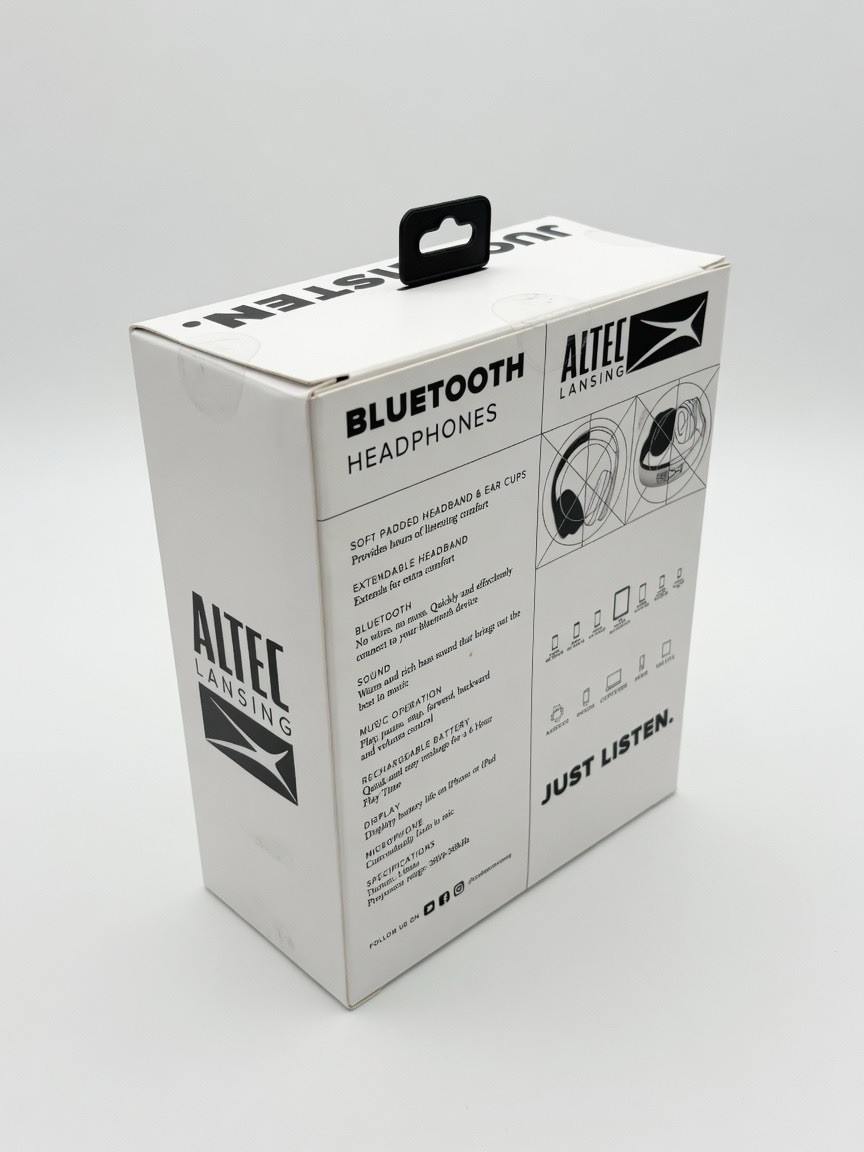 Altec Lansing Bluetooth Headphones Over-Ear Wireless Black White Cushion Comfort