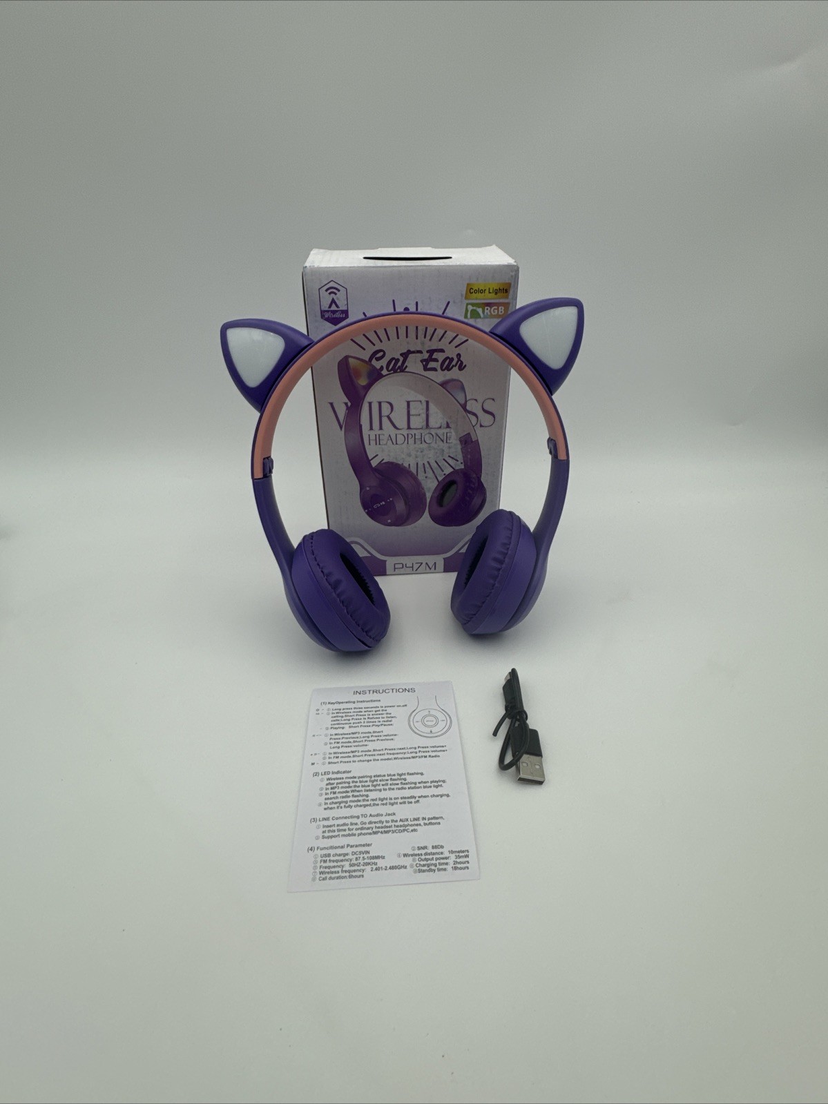 Cat Ear Wireless Headphones Purple