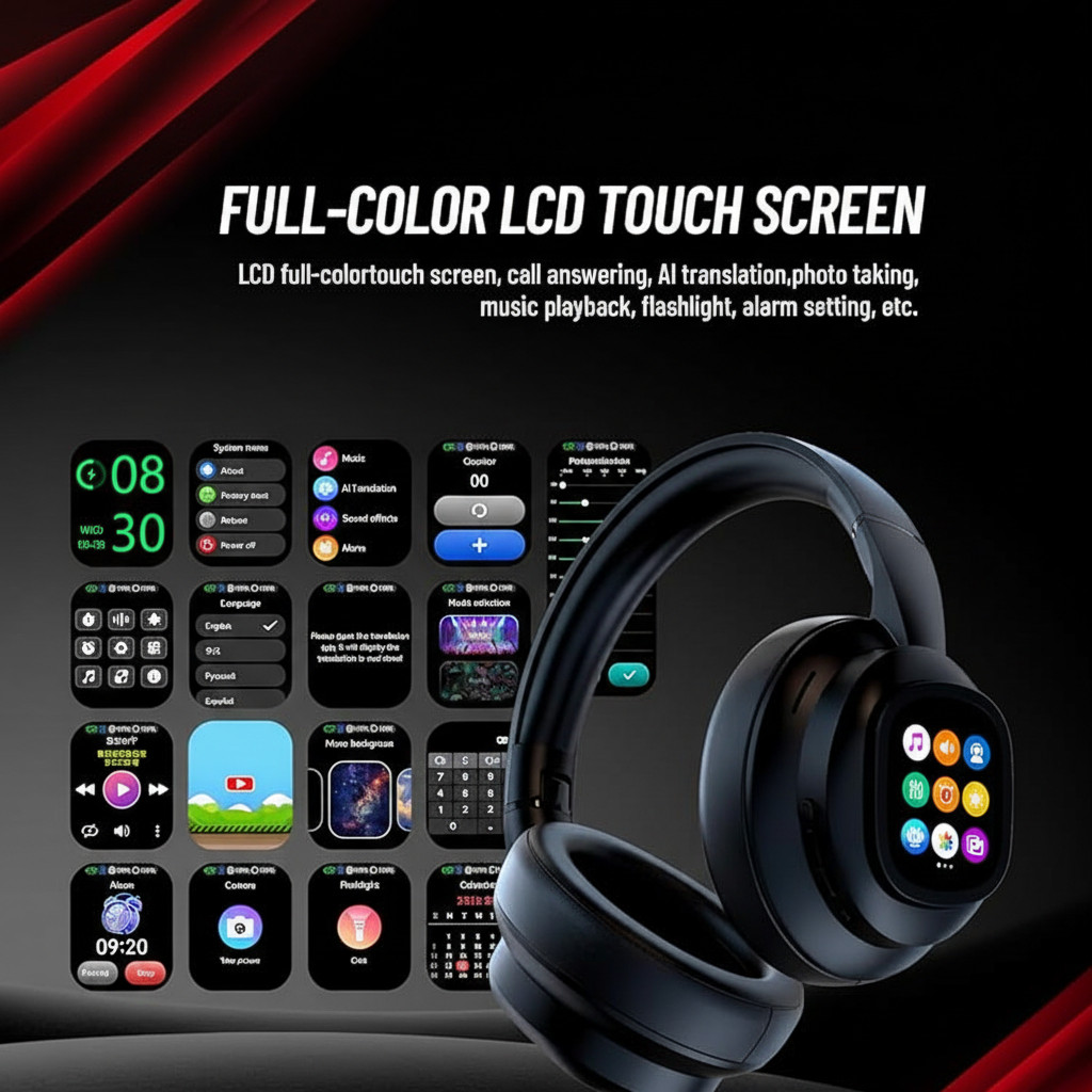 AI Headphones with Detachable Screen – 115-Language Real-Time Translation, Hy…