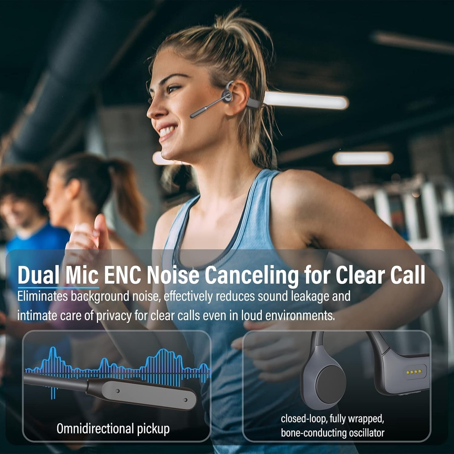 Bone Conduction Headphones with Mic, Bluetooth 5.3 Open Ear Headphones with N…