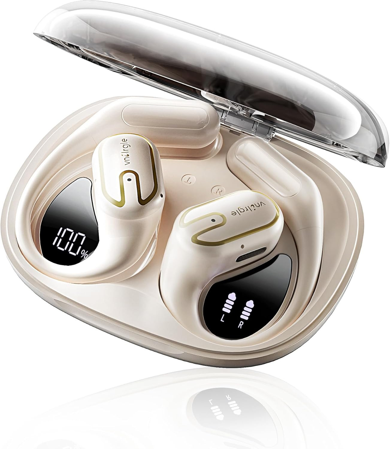 Open Ear Headphones Earbuds Wireless – 5.4 Bluetooth Ear Buds with LED Digital D