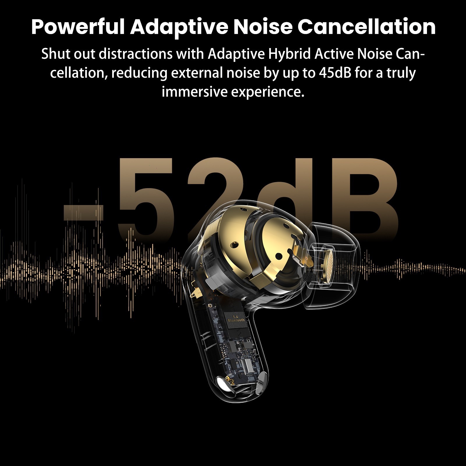 TOZO NC20 Pro Wireless Earbuds Bluetooth 5.4 Headphones Champagne