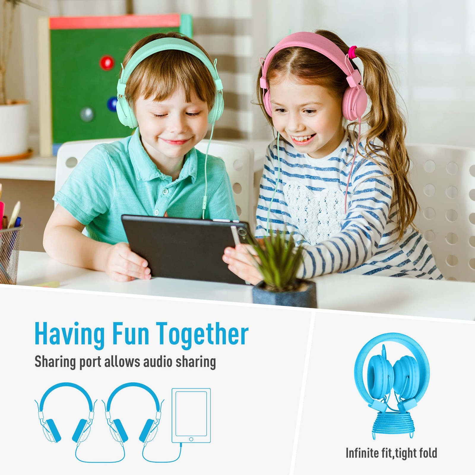 Classroom Headphones 10-Pack for School Student K-5, On-Ear Premium Bulk Wire…