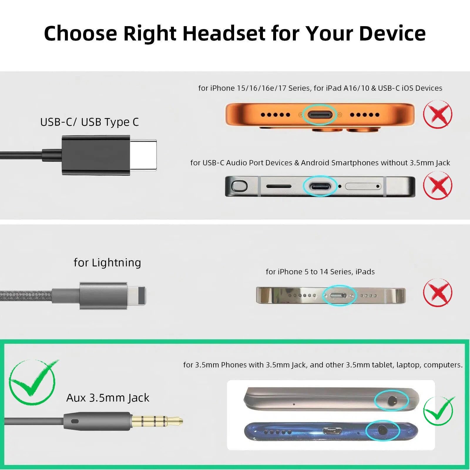 5.9FT Long Cord Wired Earbuds for Chromebook Laptop, 3.5mm Jack Plug Over Ear…
