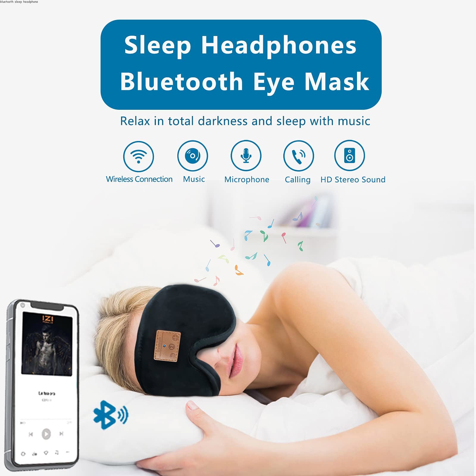 Bluetooth Headband Sleep Mask Headphones,Sleep Headphones Eye Mask Headphone
