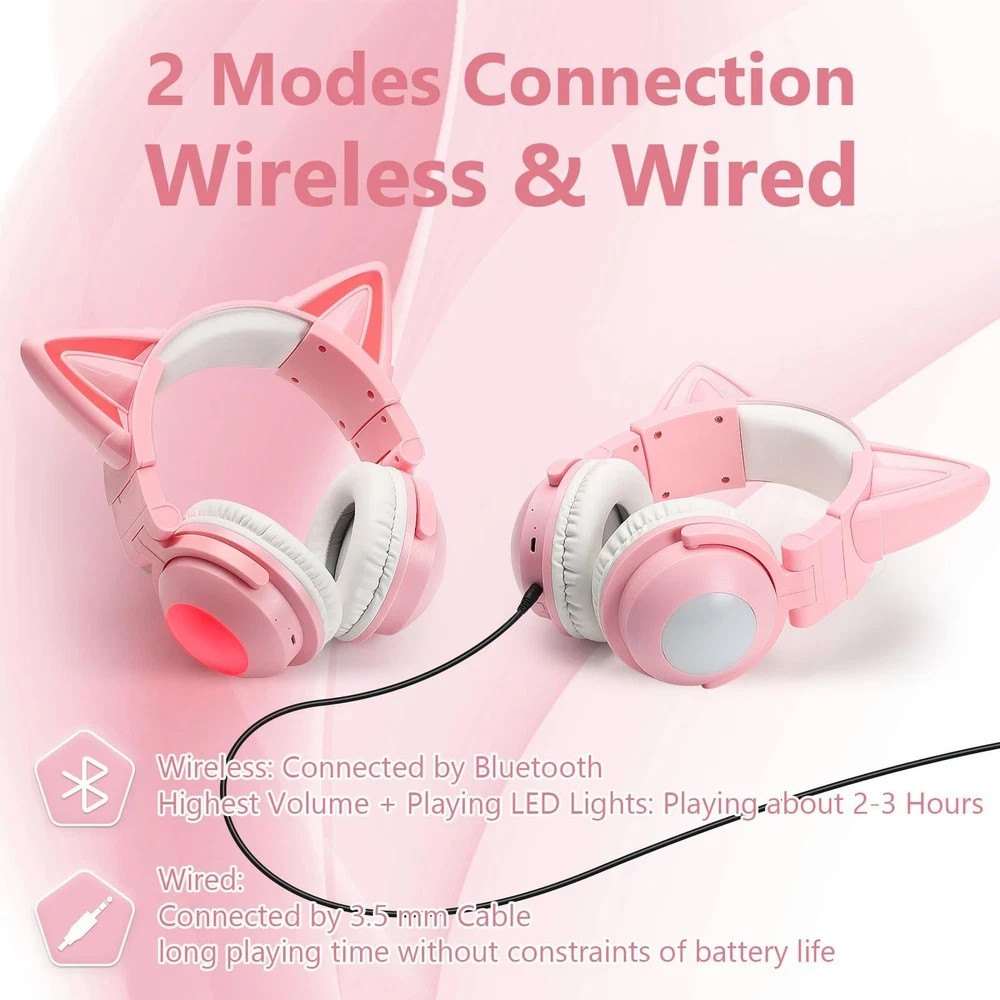 Cat Ear Bluetooth Headphones for Adult, Kids Lovely Headphones,Over Ear Wired…