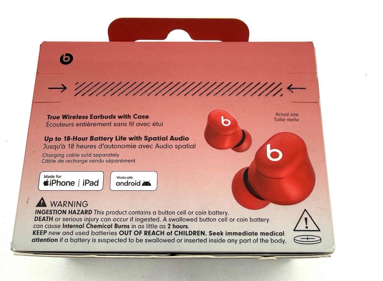 Beats by Dr.Dre Solo Buds Transparent Red In Ear Headphones MUW03LL/A Brand New