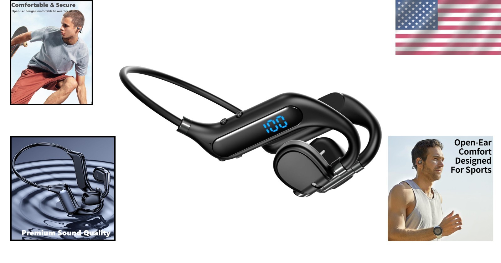 Bone Conduction Bluetooth Headphones – 38 Hours Playtime for Active Lifestyles