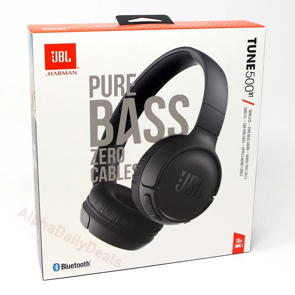 NEW JBL Tune 500BT Wireless Bluetooth On-Ear Headphones with Microphone Black