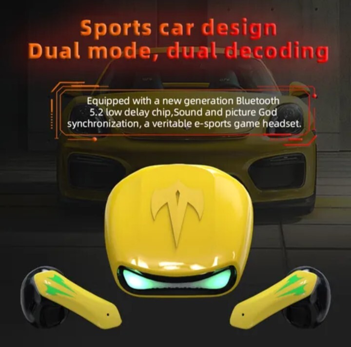 TWS Gaming & Music Earbuds BT 5.2/X16S Waterproof/Wireless Charging/Yellow