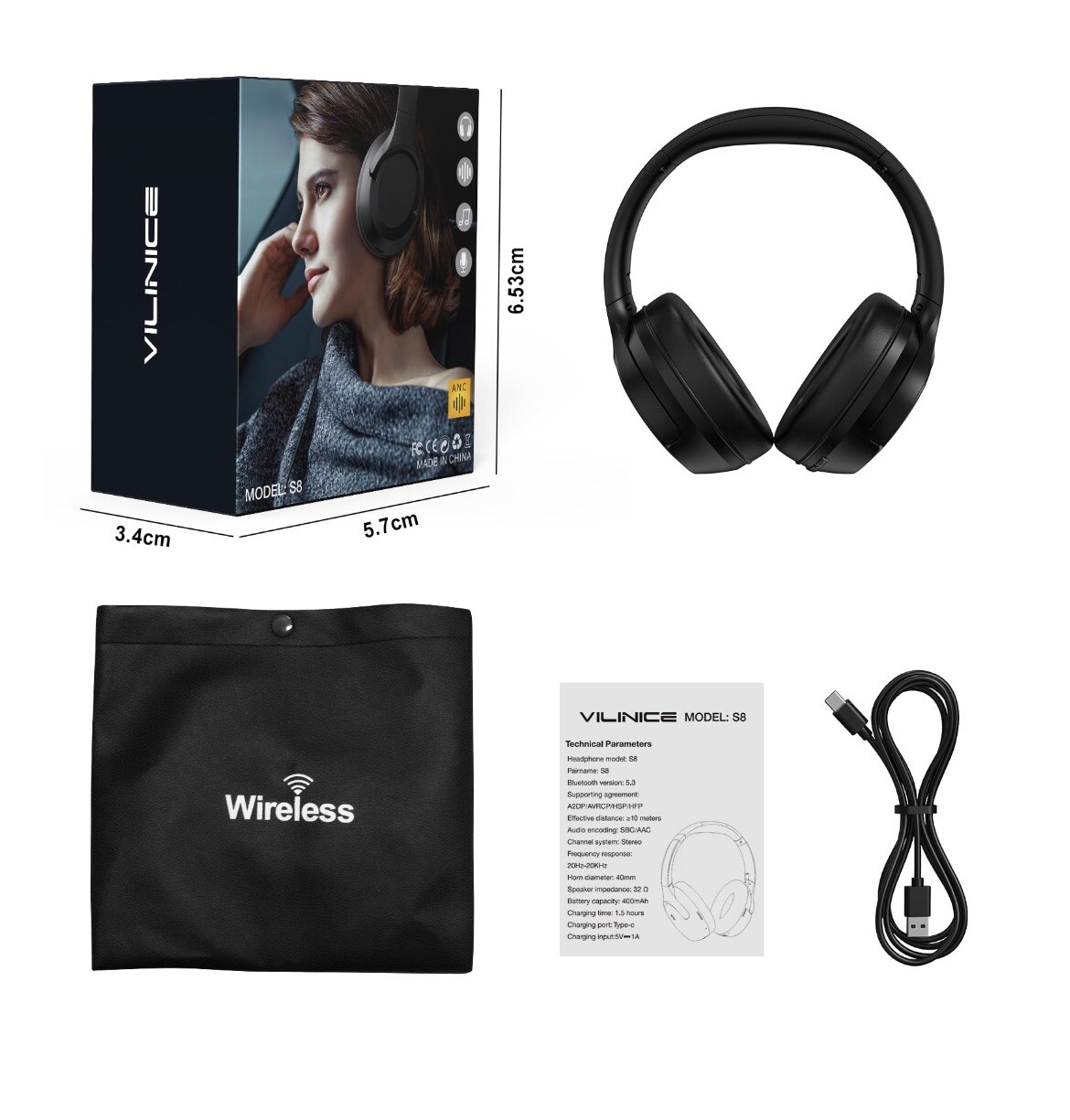 Brand New VILINICE Bluetooth Headphones, Noise Cancelling