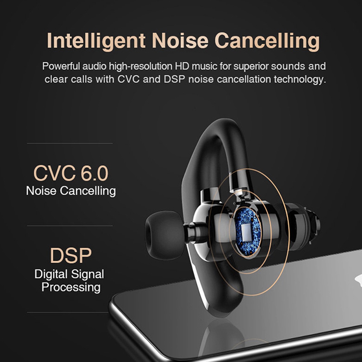 ​Wireless Bluetooth 5.2 Earpiece 2800Hrs Standby 12Hrs Talk Lightweight 15g New