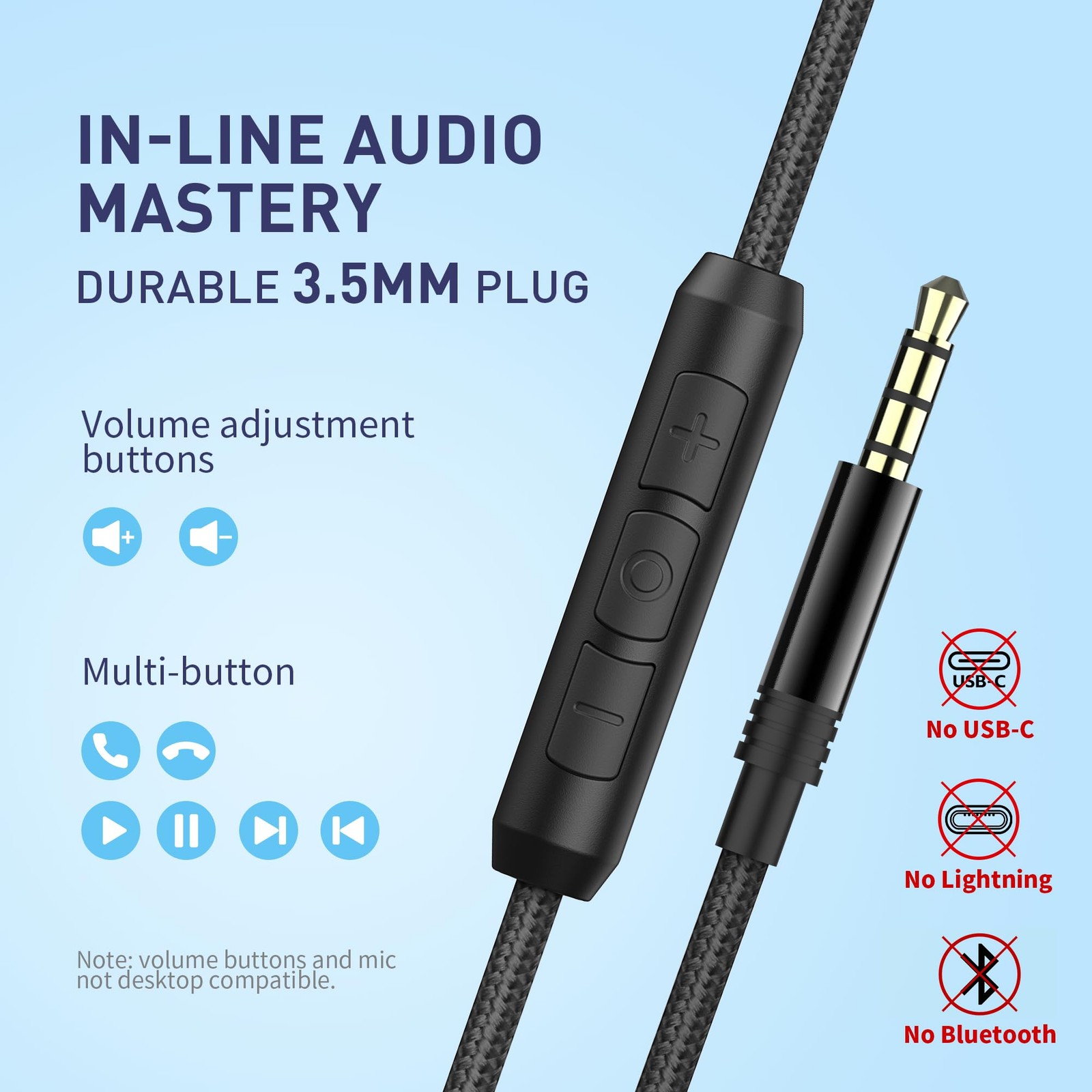 C90 Wired Headphones with Microphone Volume Control, Noise Reduction Foldable…