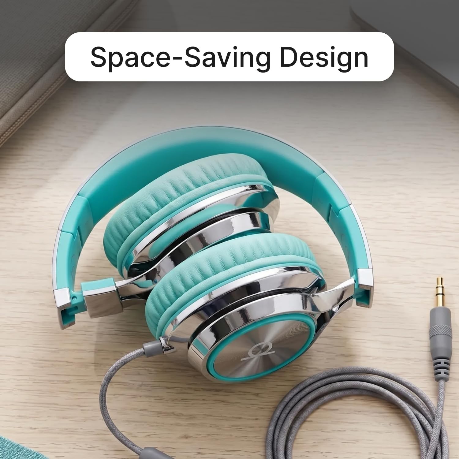 Comfortable and Stylish CL750 Turquoise Wired Headphones with Mic for Gaming
