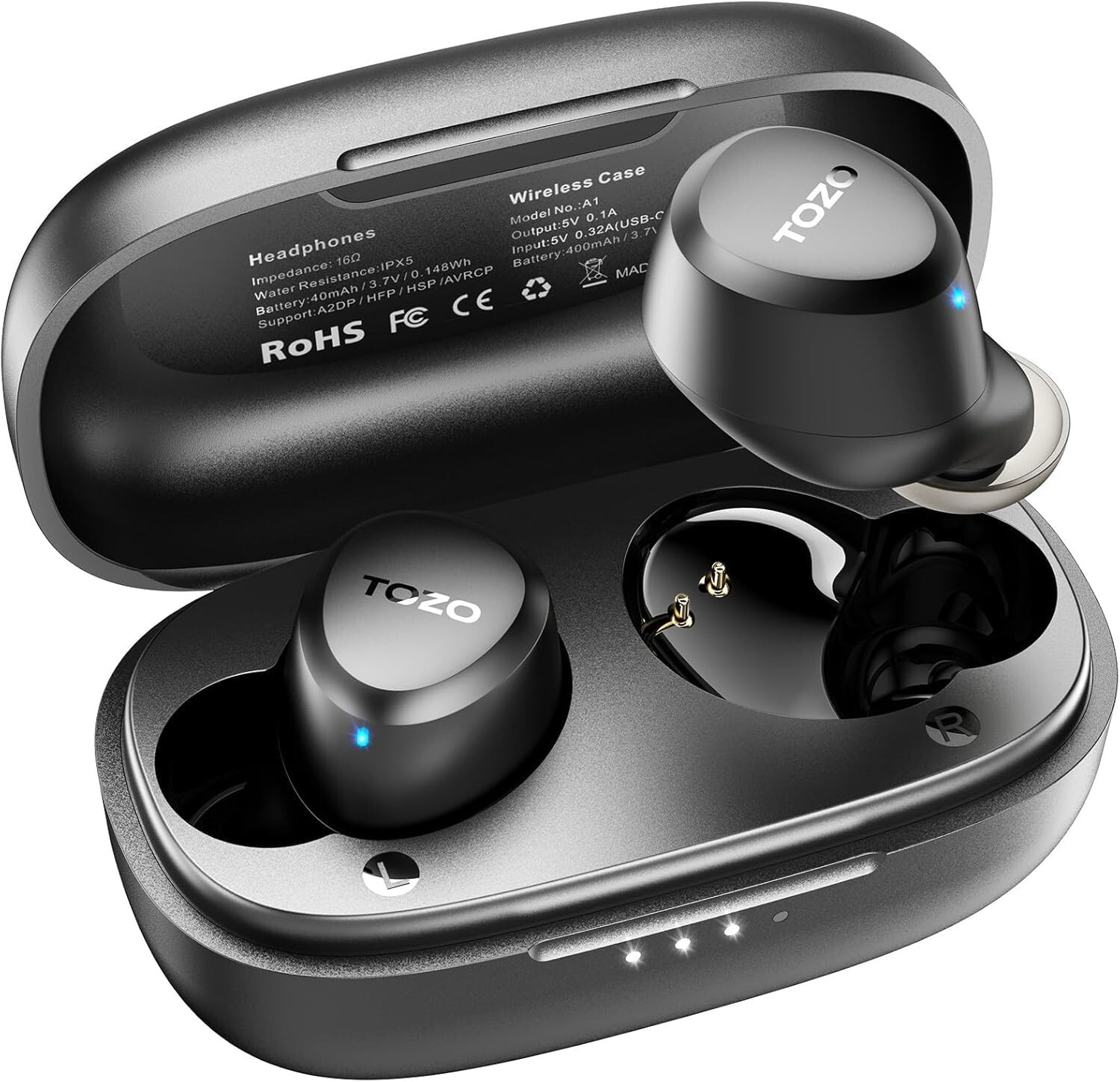 TOZO A1 Wireless Earbuds in Ear Mini Light-Weight Comfort, Black (Renew)