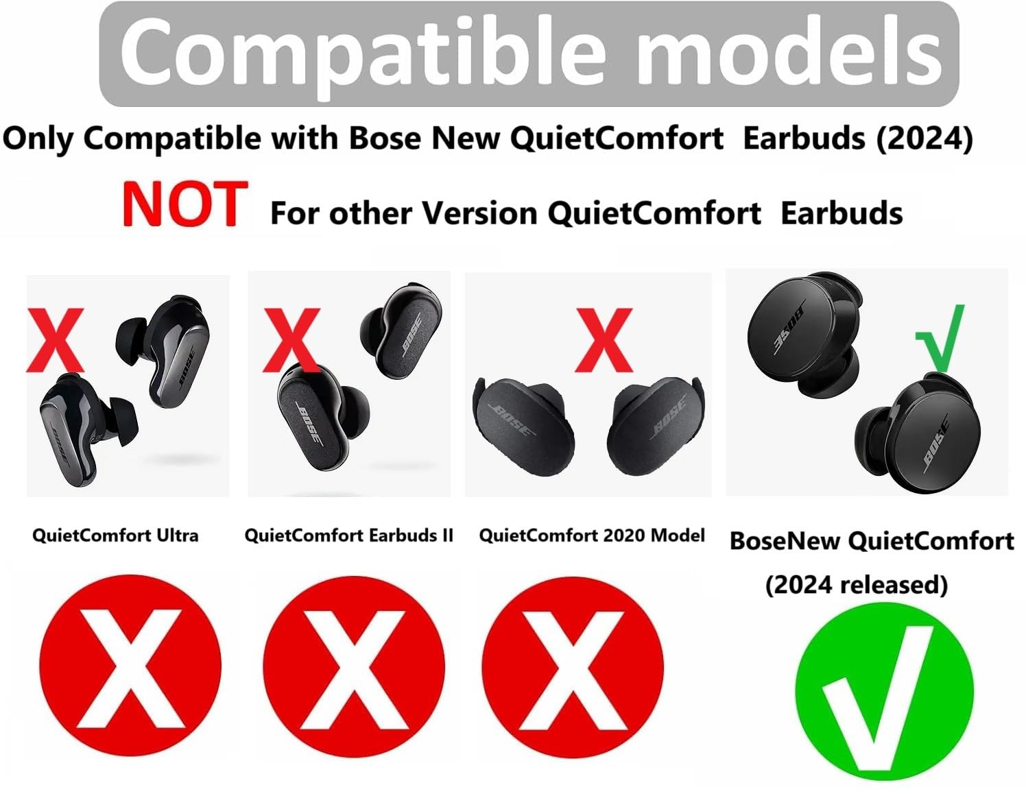 JNSA Bose QC Earbuds White S/M/L Tips 6 Pairs
