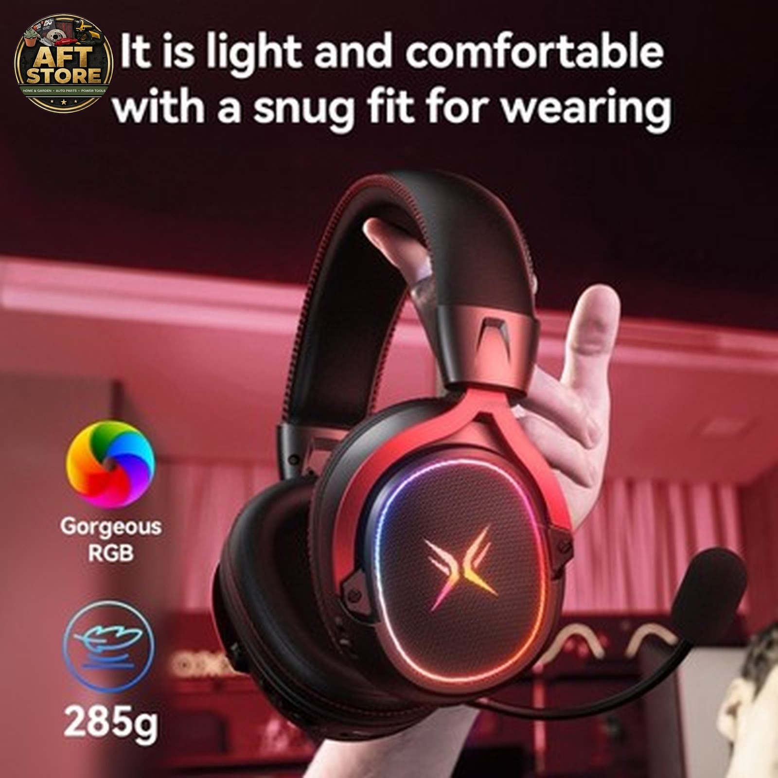 TAGRY K3 Wireless Gaming Headset – 7.1 Surround Sound, 70H Playtime