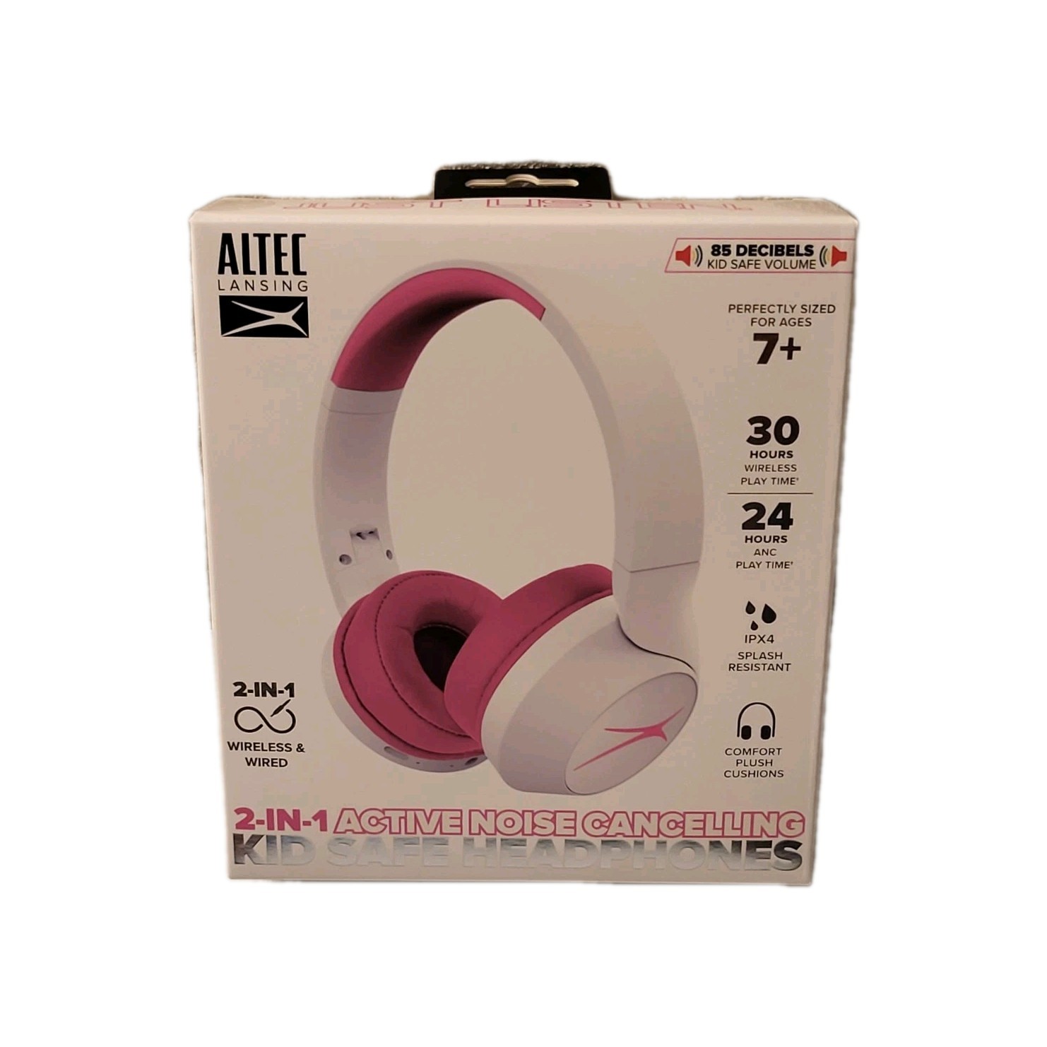 Altec Lansing 2In1 Active Noise Canceling Kid Safe Headphones Pink New & Sealed