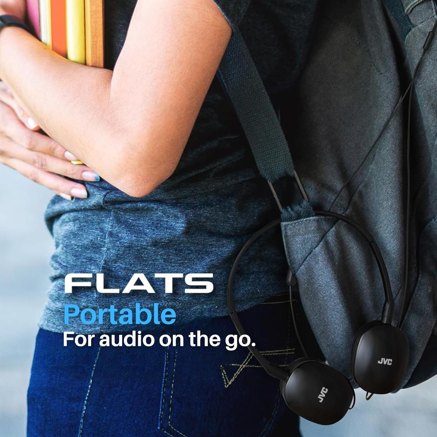 Flats On-Ear Wired Headphones – Flat Foldable Design – 30mm Driver for Powerf…