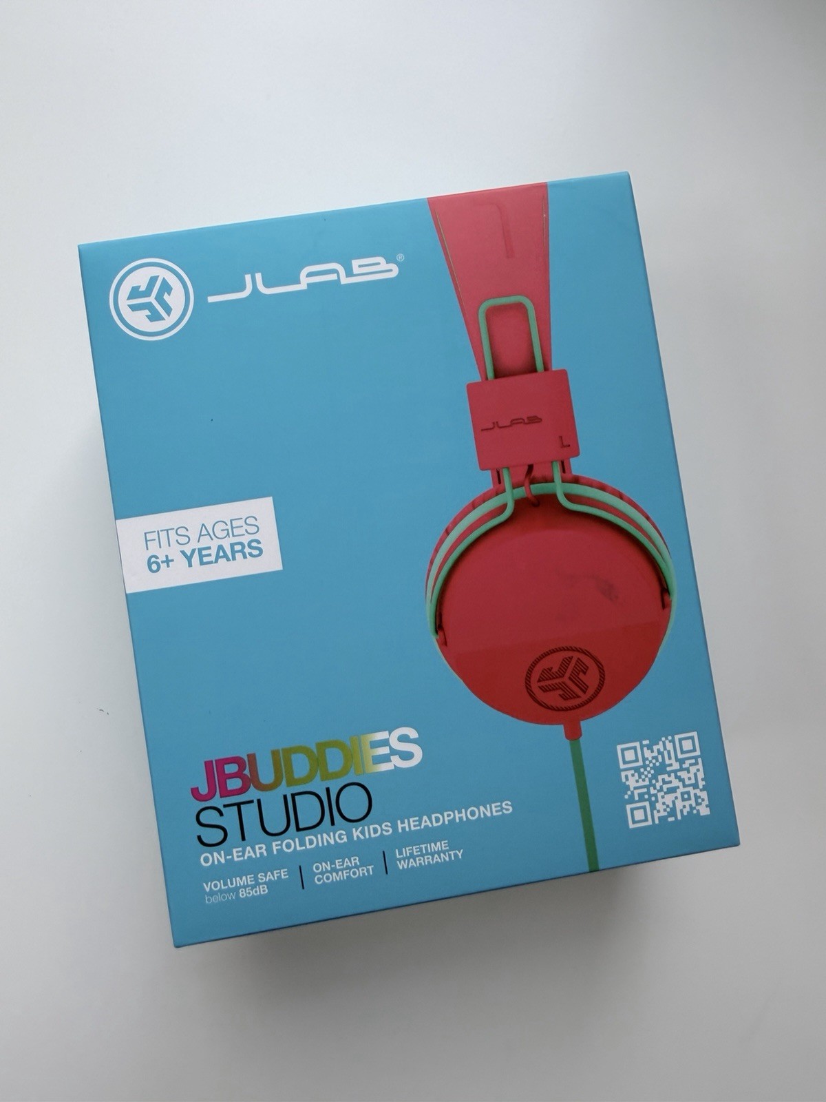 JLab JBuddies Studio Wired Kids Headphones – Pink/Green NEW *DISTRESSED BOX*