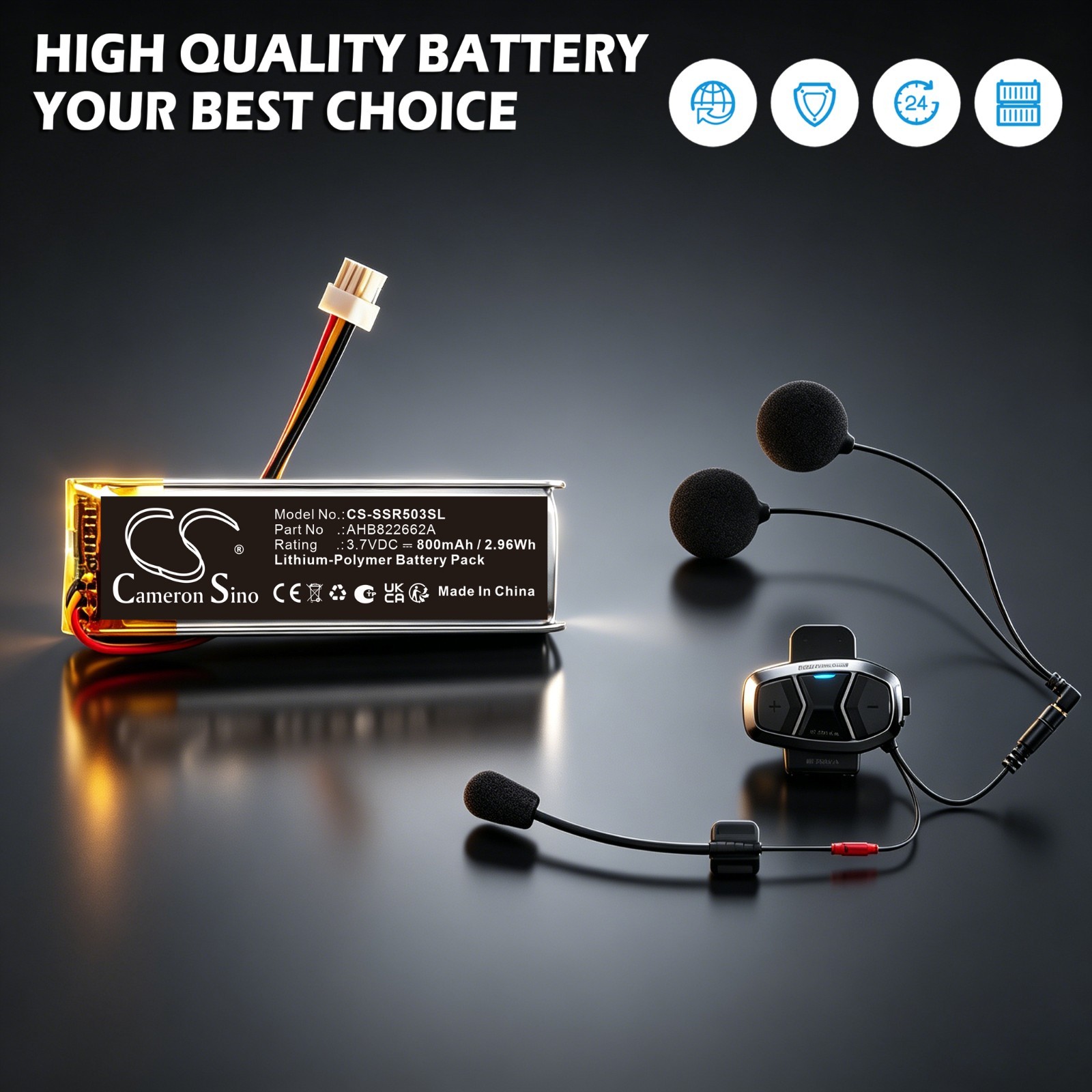 BATTERIE 800mAh Type AHB822662A For Sena 50R 3-Button Spider RT1