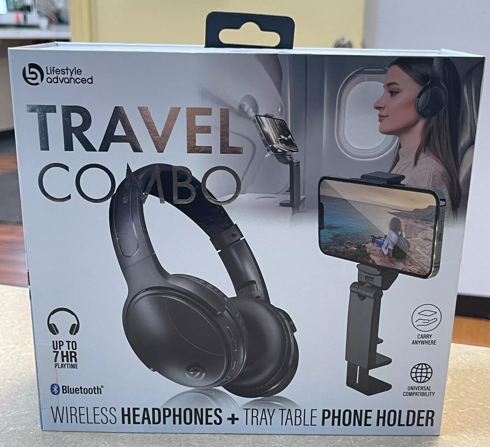 Lifestyle Advanced Travel Combo Wireless Headphones with Phone Holder – NEW