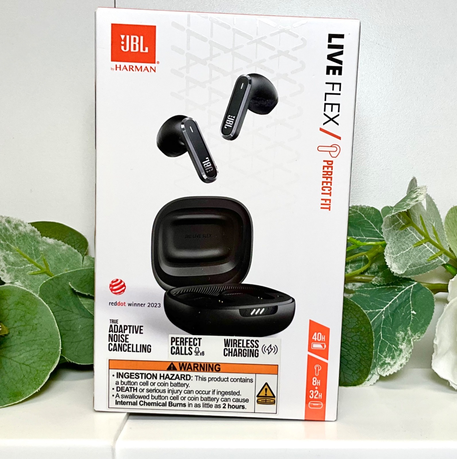 JBL Harman Earbuds Headphones Live Flex Perfect Fit Ear Buds, Black