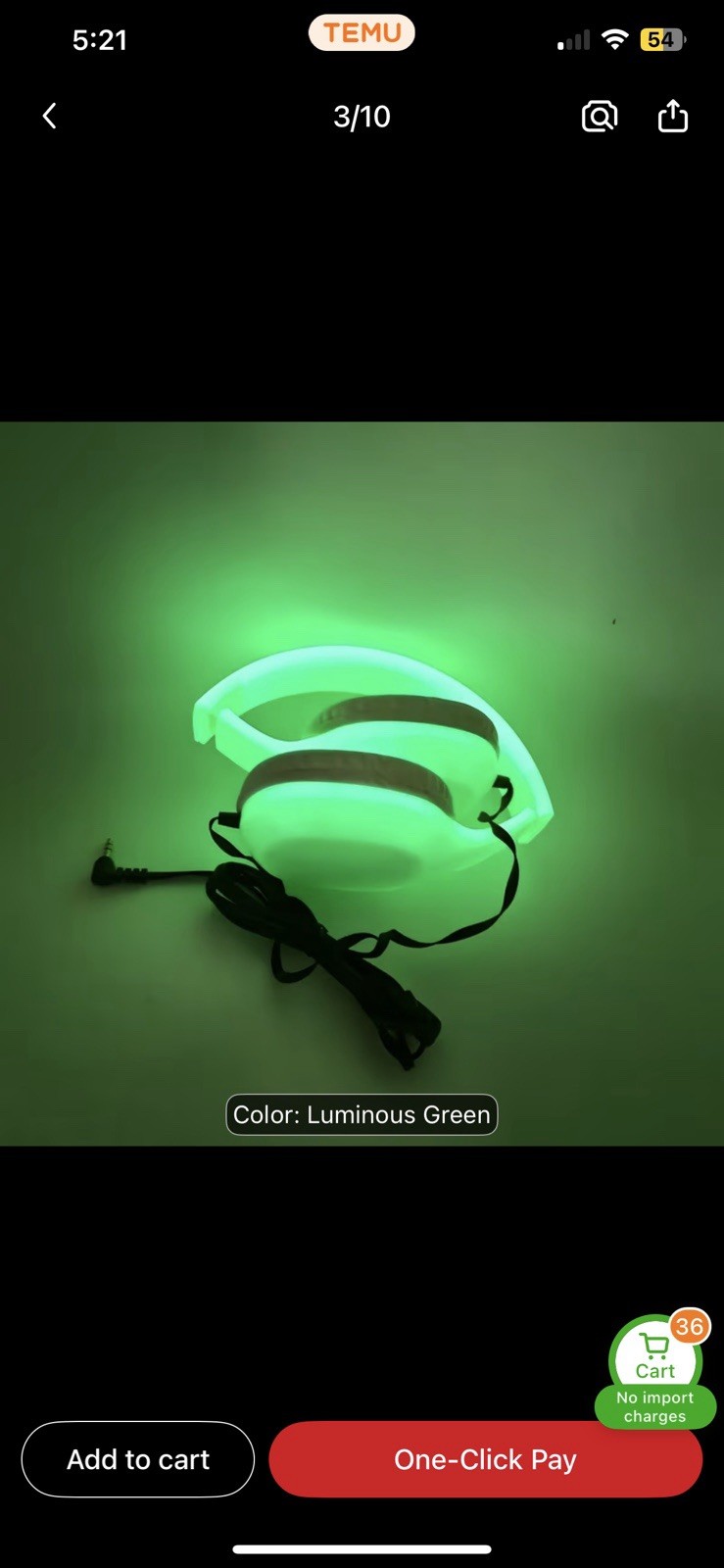 Getgold Glow At Night & Luminous Green Classroom,Airplane, & Office Headphones