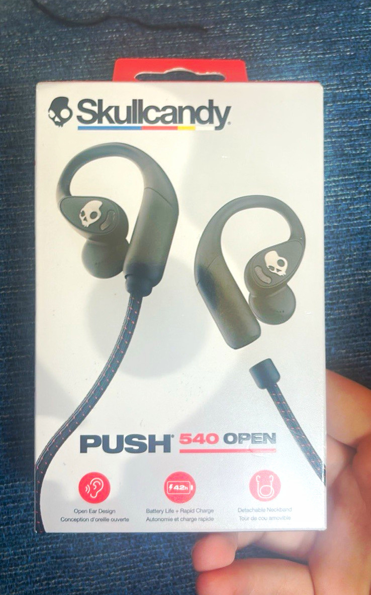 Skullcandy Push 540 Open Bluetooth Neckband Earbuds 12mm Black Fast Pair
